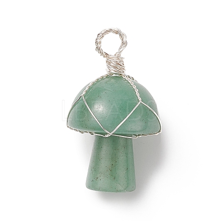 Natural Green Aventurine Pendants PALLOY-JF01990-02-1