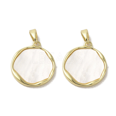 Brass Pave Shell Pendants KK-I708-13B-G-1