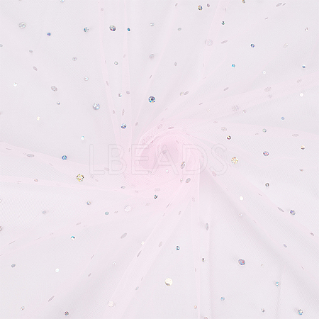1M Sequins Polyester Organza Fabrics DIY-CY0003-41B-1