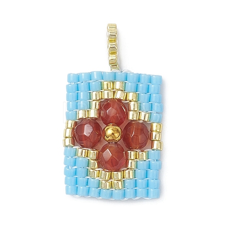 Beaded Rectangle Charms PALLOY-MZ01149-01-1