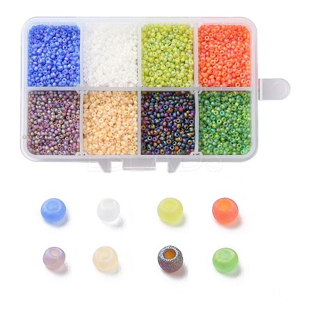 200G 8 Colors 12/0 Grade A Round Glass Seed Beads SEED-JP0010-04-2mm-1