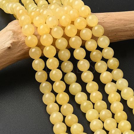 Natural Yellow Jade Bead Strands G-K121-01-8mm-1