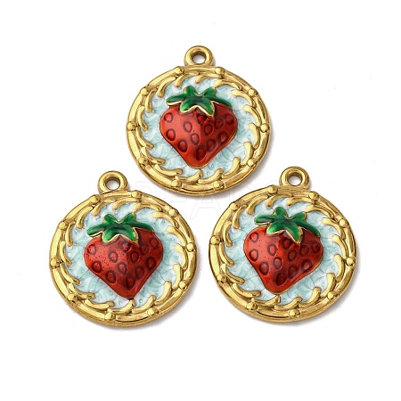 304 Stainless Steel Enamel Pendants STAS-P406-24G-1
