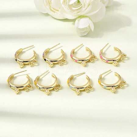 Brass Enamel Stud Earrings KK-CBA8324-23G-1