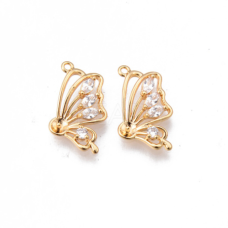 Brass Micro Pave Clear Cubic Zirconia Pendants KK-N232-145-NF-1