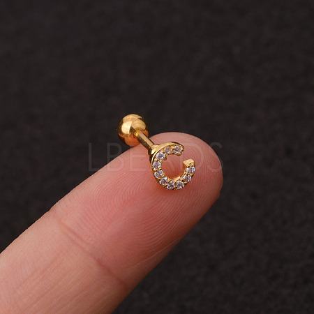 316L Surgical Stainless Steel Micro Pave Clear Cubic Zirconia Cartilage Earrings WG3A850-06-1