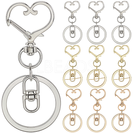 18Pcs 3 Style Alloy Keychain Clasps KEYC-SP0001-49B-1