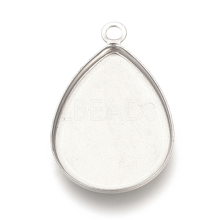 Tarnish Resistant 201 Stainless Steel Pendant Cabochon Settings X-STAS-S057-34-1