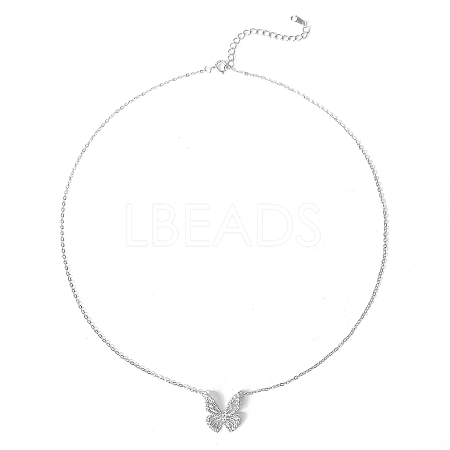 Elegant Delicate Sparkling Butterfly 925 Sterling Silver Cubic Zirconia Pendant Necklaces HO2662-2-1