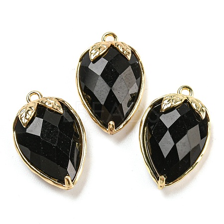 Natural Obsidian Faceted Pendants G-M431-06G-07-1