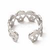304 Stainless Steel Skull Open Cuff Ring for Women RJEW-B027-31P-3