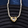 304 Stainless Steel Clear Cubic Zirconia Heart Pendant Necklaces for Women NJEW-Z044-15G-02-2