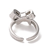 Brass Micro Pave Cubic Zirconia Open Cuff Ring RJEW-K256-58B-P-3