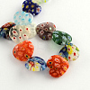 Heart Handmade Millefiori Glass Beads Strands LK-R004-28-2