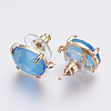 Faceted Glass Stud Earring Findings GLAA-F084-A04-2