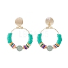 Natural Green Aventurine & Polymer Clay Beaded Big Ring Dangle Stud Earrings EJEW-TA00075-05-2