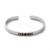 304 Stainless Steel Moon Phase Open Cuff Bangle for Men Women BJEW-H551-01P-2