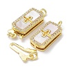 Rack Plating Brass Micro Pave Clear Cubic Zirconia Box Clasps KK-F858-03G-3