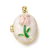 Brass Enamel Locket Pendants X-KK-F912-05C-G-2