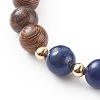 Wood Bead & Stone Bracelet BJEW-JB06104-4