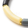 Imitation Jade Acrylic Curved Tube Beaded Stretch Bracelet for Women BJEW-JB08436-03-5