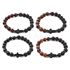 Natural & Synthetic Mixed Gemstone & Wood Cross Beaded Stretch Bracelet BJEW-JB09623-1