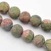 Frosted Round Natural Unakite Beads Strands G-E302-107-10mm-1