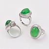 Dyed Natural Malaysia Jade Finger Rings RJEW-P122-17-1