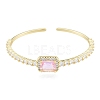 Cubic Zirconia Rectangle Open Cuff Bangle BJEW-G651-05G-01-1