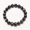 Grade AA Natural Golden Sheen Obsidian Beaded Stretch Bracelets BJEW-G543-10mm-1