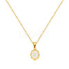 304 Stainless Steel Enamel White Oval with Letter Pendant Necklaces for Men Women FS-WG94BAB-18-1