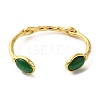 304 Stainless Steel Cuff Bangle with Natural Green Agate BJEW-Q773-08G-2