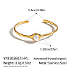Imitation Pearl Oval 304 Stainless Steel Cuff Bangles for Women KB1970-1-2