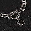 Tarnish Resistant Flower 304 Stainless Steel Double Link Chain Bracelets BJEW-K064-P-2