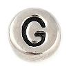 925 Sterling Silver Flat Round with Letter Beads STER-G044-01AS-G-1