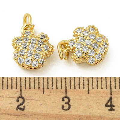 Rack Plating Brass Micro Pave Clear Cubic Zirconia Charms KK-Z067-23G-07-1