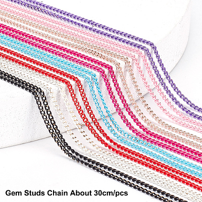8Pcs 8 Colors Brass Curb Chains CHC-NB0001-09-1