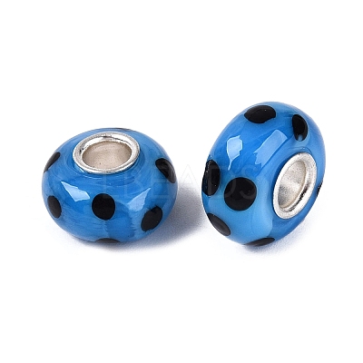 Handmade Lampwork & Brass Core European Beads LAMP-N044-02S-02-1