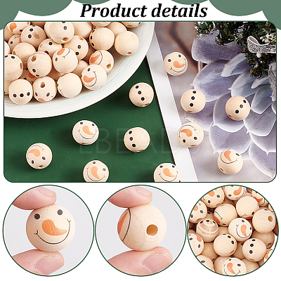 80Pcs 2 Styles Natural Wood European Beads WOOD-PH0002-72B-1