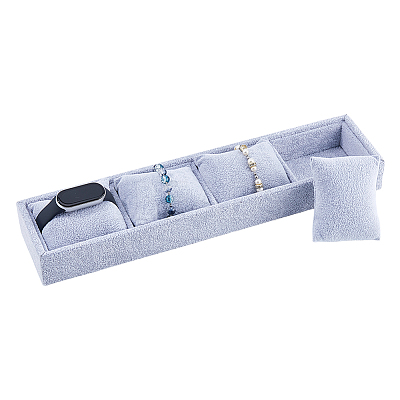 Rectangle 4 Grids Velvet Watch Display Case AJEW-WH0166-11B-1