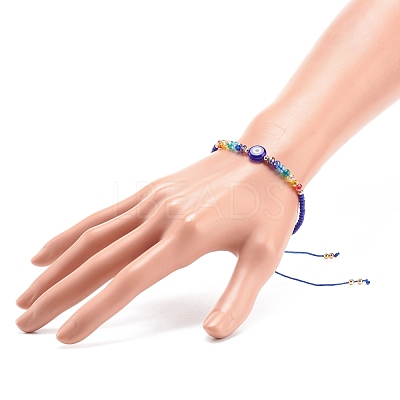 Lampwork Evil Eye & Glass Beaded Bracelet BJEW-JB08367-01-1