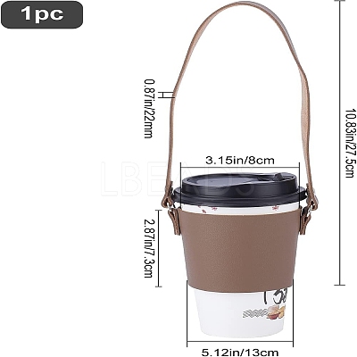PU Leather Heat Resistant Reusable Cup Sleeve AJEW-GF0003-90C-1