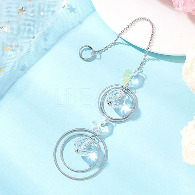 Glass Beads & Brass Hanging Suncatchers HJEW-JM04748-1