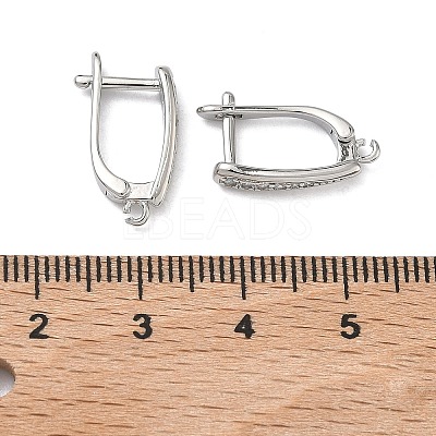 Brass Micro Pave Clear Cubic Zirconia Hoop Earring Findings KK-H256-06P-1
