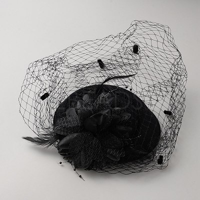 Women's Fascinators Feather Hat for Party Decoration AJEW-WH0650-72-1