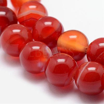 Natural Striped Agate/Banded Agate Bead Strands G-K166-13-10mm-08-1