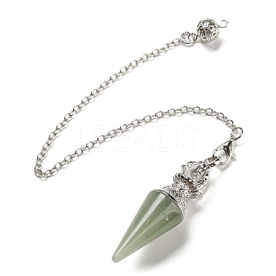 Natural Green Aventurine Pointed Dowsing Pendulums AJEW-P113-01P-05-1
