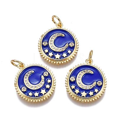 Brass Micro Pave Cubic Zirconia Pendants KK-O113-04G-C-1