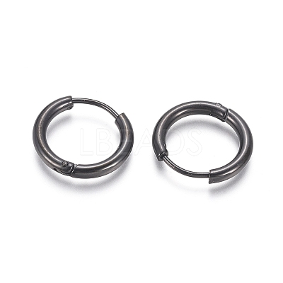 304 Stainless Steel Huggie Hoop Earrings LS-EJEW-F111B-17mm-B-1