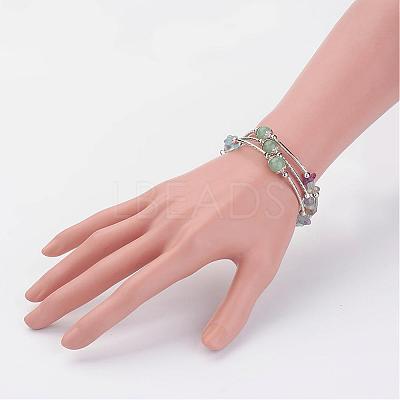 Three Loops Wrap Natural Mixed Stone Beads Bracelets BJEW-JB02922-03-1